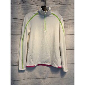 Ralph Lauren Active White & Neon Green Quarter-Zip Pullover